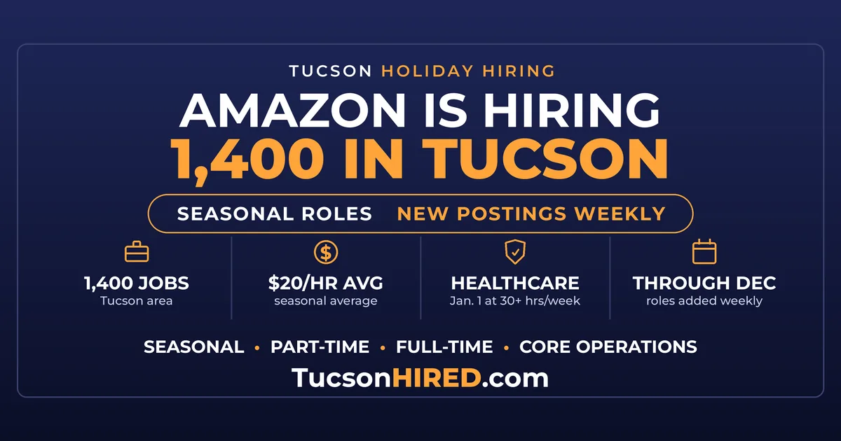 Amazon Is Hiring 1,400 Holiday Workers in Tucson: $20 Average Pay and Healthcare for Seasonal Staff