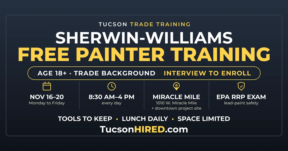 Free Sherwin-Williams Painter Training Nov. 16-20: EPA Lead-Paint Certification in Tucson