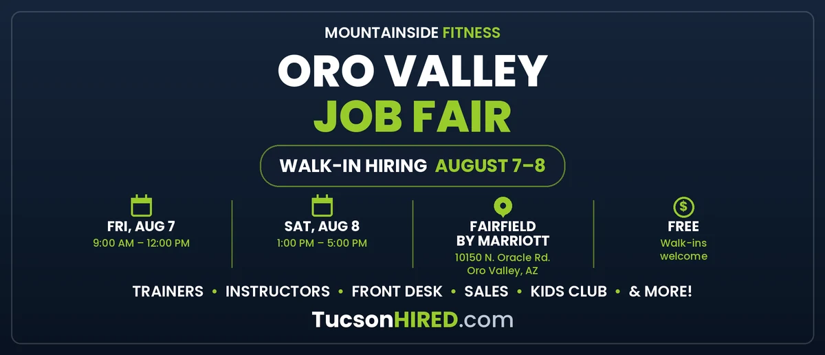 Mountainside Fitness Oro Valley Job Fair: Walk-In Hiring August 7–8
