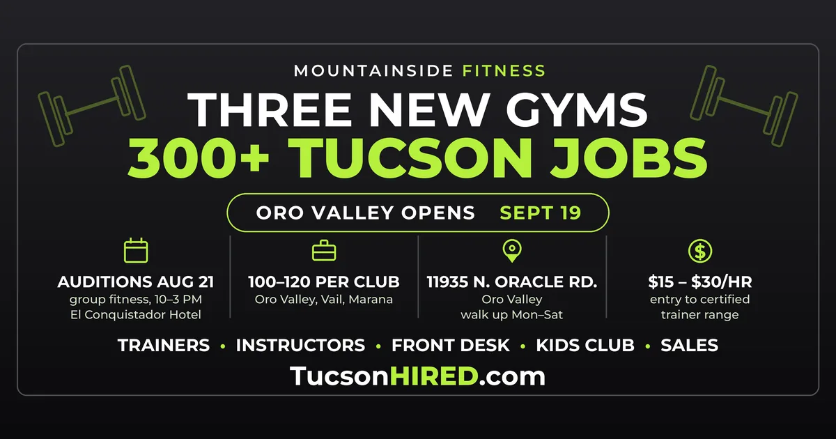 Mountainside Fitness Opens in Oro Valley September 19: 3 Tucson Gyms and 300+ Jobs
