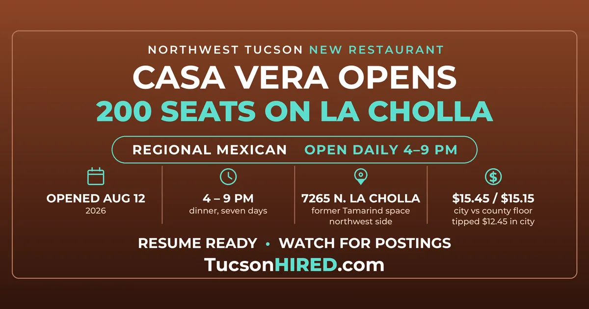 Casa Vera Opens on La Cholla: A 200-Seat Restaurant in the Old Tamarind Space