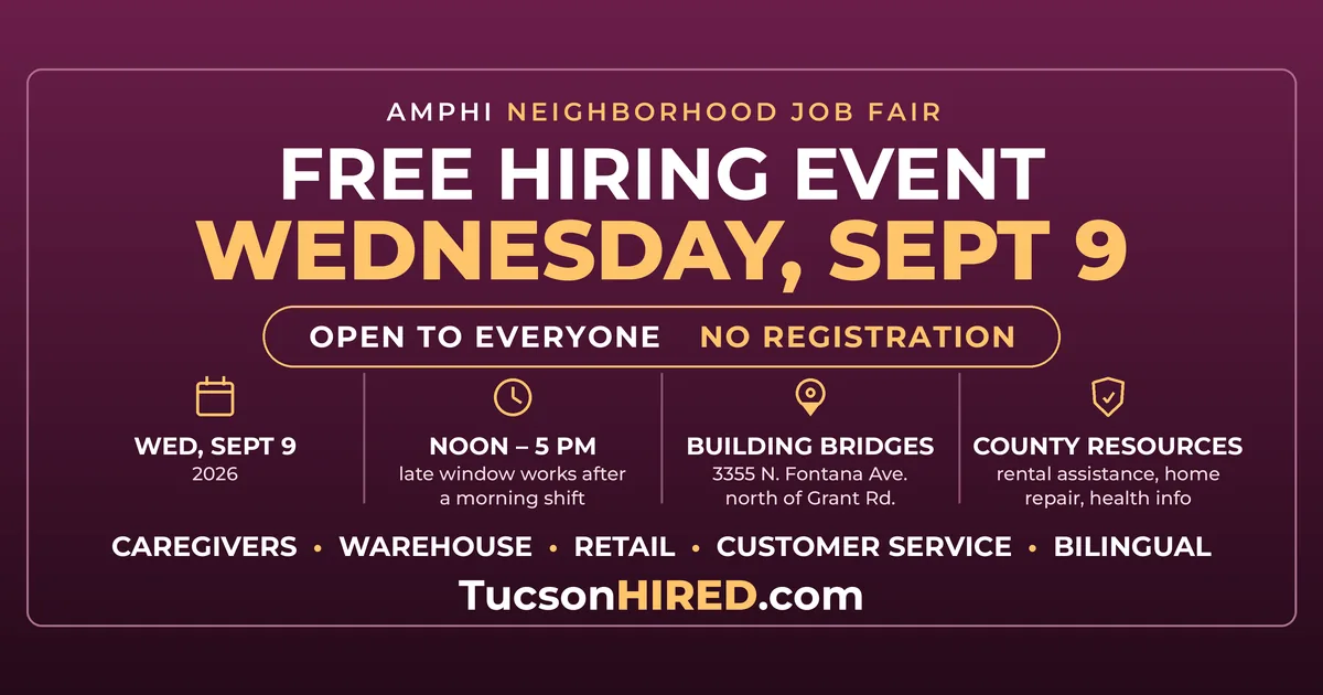 Amphi Neighborhood Job Fair Sept. 9: Free Tucson Hiring Event at Building Bridges