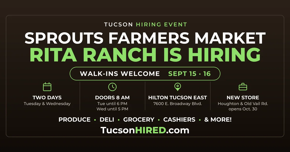 Sprouts Hiring Event Sept. 15–16: New Rita Ranch Store Staffing Up for Oct. 30 Opening