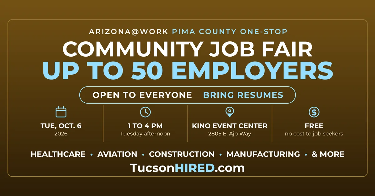 Pima County Community Job Fair Oct. 6: Up to 50 Employers at the Kino Event Center